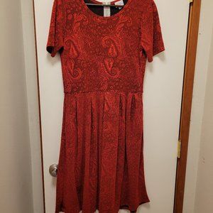 Red LuLaRoe Amelia Dress Size Large